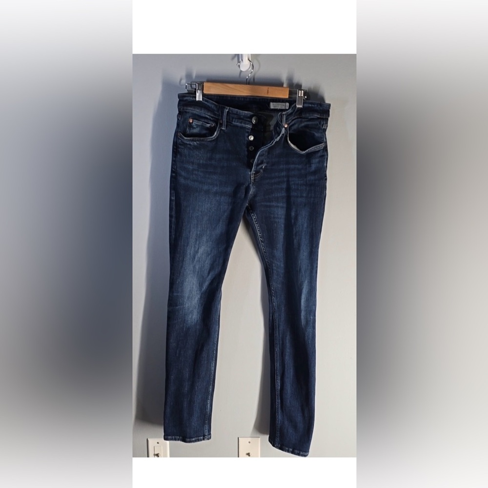All Saints Jeans Men's Size 32 Blue Cigarette Button-fly